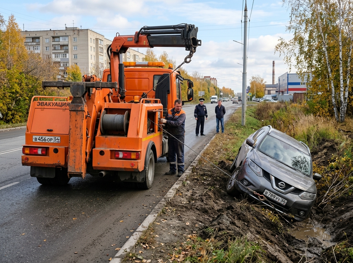Nissan X-Trail из кювета